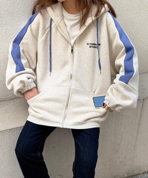 gossip！ロサンゼルス（ゴシップロサンゼルス）の「ラグラン袖カジュアルパーカー（パーカー・レディース・グレー/ライトグレー・FREE）」の8枚目の写真