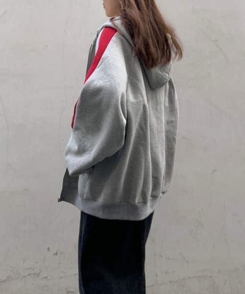 gossip！ロサンゼルス（ゴシップロサンゼルス）の「ラグラン袖カジュアルパーカー（パーカー・レディース・グレー/ライトグレー・FREE）」の10枚目の写真