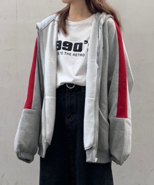 gossip！ロサンゼルス（ゴシップロサンゼルス）の「ラグラン袖カジュアルパーカー（パーカー・レディース・グレー/ライトグレー・FREE）」の15枚目の写真