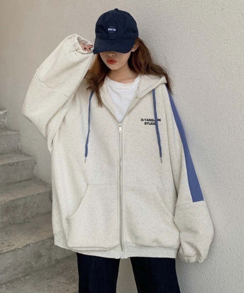 gossip！ロサンゼルス（ゴシップロサンゼルス）の「ラグラン袖カジュアルパーカー（パーカー・レディース・グレー/ライトグレー・FREE）」の18枚目の写真