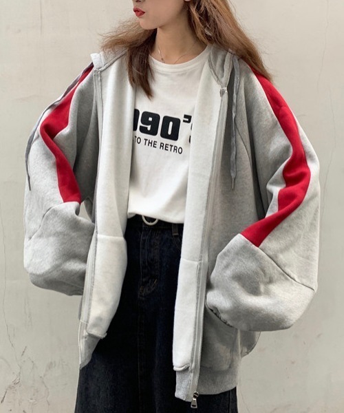 gossip！ロサンゼルス（ゴシップロサンゼルス）の「ラグラン袖カジュアルパーカー（パーカー・レディース・グレー/ライトグレー・FREE）」の22枚目の写真