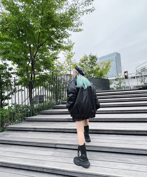 Figments（フィグメンツ）の「合皮ブルゾン（ライダースジャケット・レディース・ブラック/ブラック系その他/その他1・LARGE/X-LARGE）」の7枚目の写真