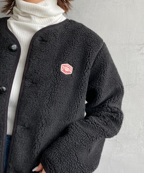 Vincent et Mireille（バンソンエミレイユ）の「[Vincent et Mireille/ヴァンソン エ ミレイユ] ボアフリース ノーカラーカーディガン（ブルゾン・レディース・チャコール/アイボリー/ブラック・40/42/36/38）」の6枚目の写真