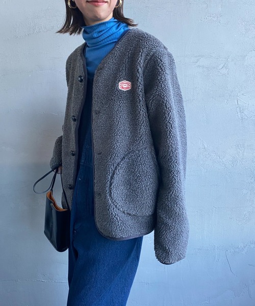 Vincent et Mireille（バンソンエミレイユ）の「[Vincent et Mireille/ヴァンソン エ ミレイユ] ボアフリース ノーカラーカーディガン（ブルゾン・レディース・チャコール/アイボリー/ブラック・40/42/36/38）」の8枚目の写真