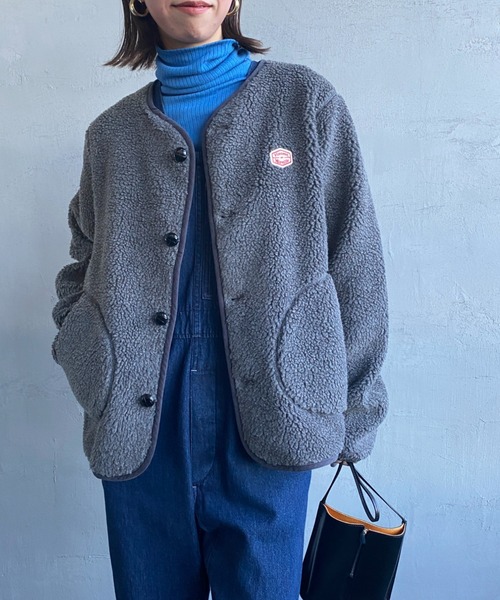 Vincent et Mireille（バンソンエミレイユ）の「[Vincent et Mireille/ヴァンソン エ ミレイユ] ボアフリース ノーカラーカーディガン（ブルゾン・レディース・チャコール/アイボリー/ブラック・40/42/36/38）」の9枚目の写真