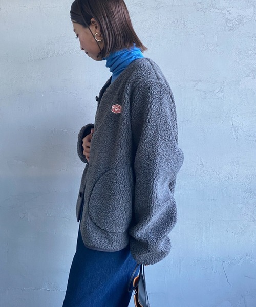 Vincent et Mireille（バンソンエミレイユ）の「[Vincent et Mireille/ヴァンソン エ ミレイユ] ボアフリース ノーカラーカーディガン（ブルゾン・レディース・チャコール/アイボリー/ブラック・40/42/36/38）」の10枚目の写真