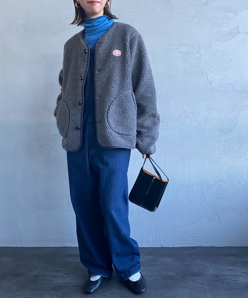 Vincent et Mireille（バンソンエミレイユ）の「[Vincent et Mireille/ヴァンソン エ ミレイユ] ボアフリース ノーカラーカーディガン（ブルゾン・レディース・チャコール/アイボリー/ブラック・40/42/36/38）」の12枚目の写真