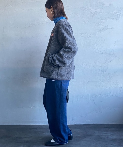 Vincent et Mireille（バンソンエミレイユ）の「[Vincent et Mireille/ヴァンソン エ ミレイユ] ボアフリース ノーカラーカーディガン（ブルゾン・レディース・チャコール/アイボリー/ブラック・40/42/36/38）」の13枚目の写真