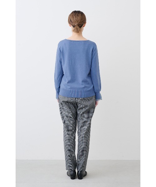 IEDIT（イディット）の「ＩＥＤＩＴ　袖スリットからのぞく繊細レースが華やかな　デザインニットトップス（ニット/セーター・レディース・ブルー/アイボリー・MEDIUM/LARGE/X-LARGE/XX-LARGE/SMALL/XXX-LARGE）」の5枚目の写真