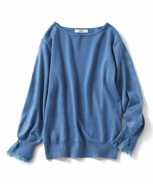 IEDIT（イディット）の「ＩＥＤＩＴ　袖スリットからのぞく繊細レースが華やかな　デザインニットトップス（ニット/セーター・レディース・ブルー/アイボリー・MEDIUM/LARGE/X-LARGE/XX-LARGE/SMALL/XXX-LARGE）」の7枚目の写真