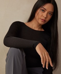 Intimissimi | ウール＆シルク ロングスリーブ ラウンドネックニット【暖かい チクチクしにくい リブ 薄手 ソフト 保温性 伸縮性 上品 丸首】(ニット/セーター)