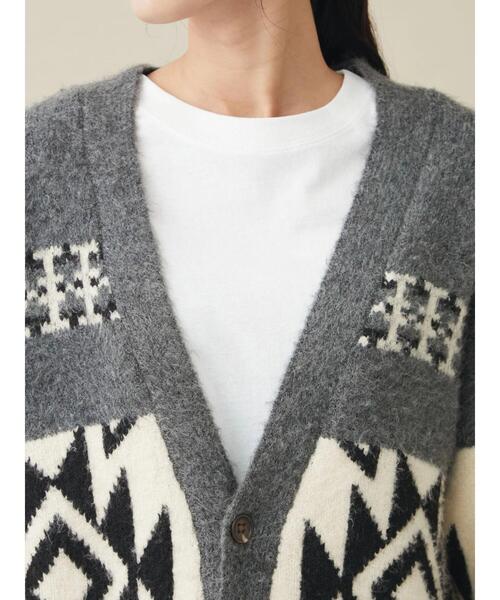 CRAFT STANDARD BOUTIQUE（クラフトスタンダードブティック）の「オルテガ柄ニットカーディガン　◆（カーディガン/ボレロ・レディース・ブラウン/グレー・FREE）」の12枚目の写真