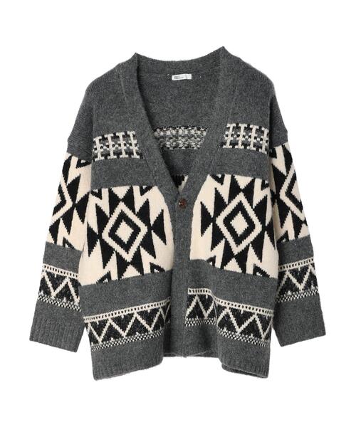 CRAFT STANDARD BOUTIQUE（クラフトスタンダードブティック）の「オルテガ柄ニットカーディガン　◆（カーディガン/ボレロ・レディース・ブラウン/グレー・FREE）」の22枚目の写真