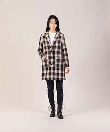 美品　agnes b. アニエスベー ウールチェックコート 美品 agnes b. アニエスベー ウールチェックコート 2025年最新