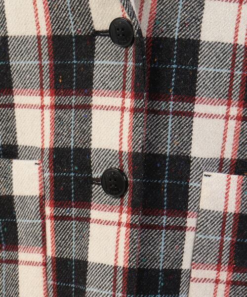 美品　agnes b. アニエスベー ウールチェックコート タータンチェック コットン ウール コート 