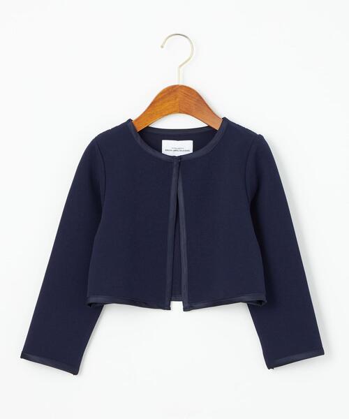 green label relaxing（グリーンレーベルリラクシング）の「リップル パイピング ボレロ（ノーカラージャケット・キッズ・オフホワイト/ネイビー・110cm/120cm/130cm）」の19枚目の写真