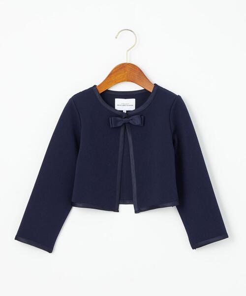green label relaxing（グリーンレーベルリラクシング）の「リップル パイピング ボレロ（ノーカラージャケット・キッズ・オフホワイト/ネイビー・110cm/120cm/130cm）」の14枚目の写真