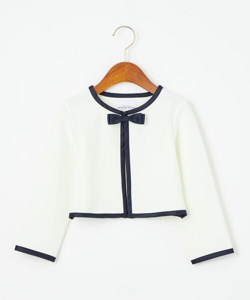 green label relaxing（グリーンレーベルリラクシング）の「リップル パイピング ボレロ（ノーカラージャケット・キッズ・オフホワイト/ネイビー・110cm/120cm/130cm）」の16枚目の写真