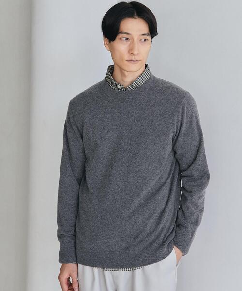 green label relaxing(グリーンレーベルリラクシング)の「カシミヤ 天竺 クルーネック ニット(ニット/セーター・メンズ・ロイヤルブルー/ダークグレー/ワインレッド・S/M/L/XL)」の2枚目の写真