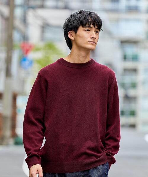green label relaxing(グリーンレーベルリラクシング)の「カシミヤ 天竺 クルーネック ニット(ニット/セーター・メンズ・ロイヤルブルー/ダークグレー/ワインレッド・S/M/L/XL)」の1枚目の写真