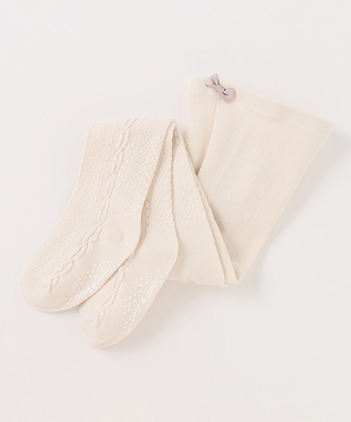 petit main（プティマイン）の「ジャガードタイツ（タイツ/ストッキング・キッズ・アイボリー/モカ/ベージュ・110cm/80ｃｍ/70cm/90cm/100cm）」の2枚目の写真