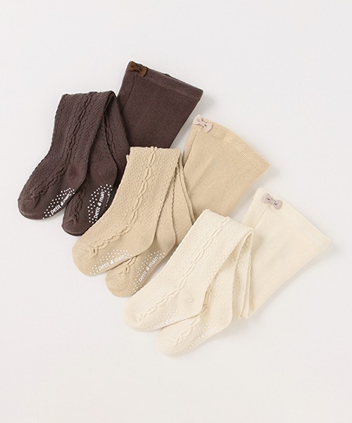 petit main（プティマイン）の「ジャガードタイツ（タイツ/ストッキング・キッズ・アイボリー/モカ/ベージュ・110cm/80ｃｍ/70cm/90cm/100cm）」の4枚目の写真