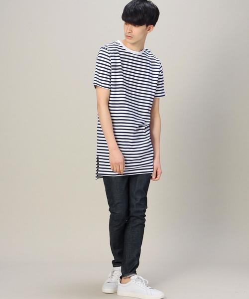 MONKEY TIME（モンキータイム）の「＜monkey time＞ ボーダー ロング Tシャツ◆（Tシャツ/カットソー・メンズ・ブラック/ネイビー・MEDIUM/SMALL/LARGE）」の8枚目の写真