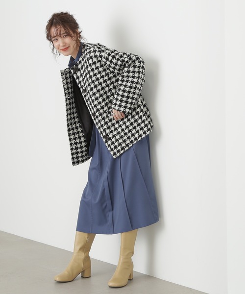 N.(N. Natural Beauty Basic)(エヌエヌナチュラルビューティーベーシック)の「◆チドリチェックノーカラーコート(ノーカラーコート・レディース・ブラック系その他・MEDIUM)」の11枚目の写真