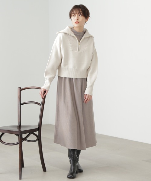 N.（N. Natural Beauty Basic）（エヌエヌナチュラルビューティーベーシック）の「【横田ひかるさん着用】◆ハーフジップニット（ニット/セーター・レディース・オフホワイト/ライトグリーン/ブルー・MEDIUM）」の7枚目の写真