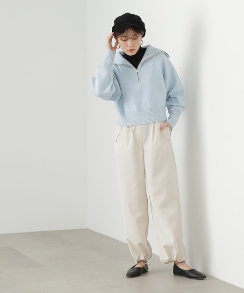 N.（N. Natural Beauty Basic）（エヌエヌナチュラルビューティーベーシック）の「【横田ひかるさん着用】◆ハーフジップニット（ニット/セーター・レディース・オフホワイト/ライトグリーン/ブルー・MEDIUM）」の4枚目の写真