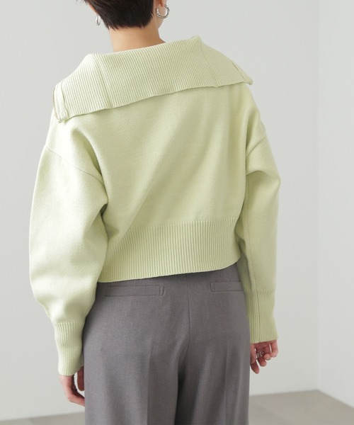 N.（N. Natural Beauty Basic）（エヌエヌナチュラルビューティーベーシック）の「【横田ひかるさん着用】◆ハーフジップニット（ニット/セーター・レディース・オフホワイト/ライトグリーン/ブルー・MEDIUM）」の6枚目の写真