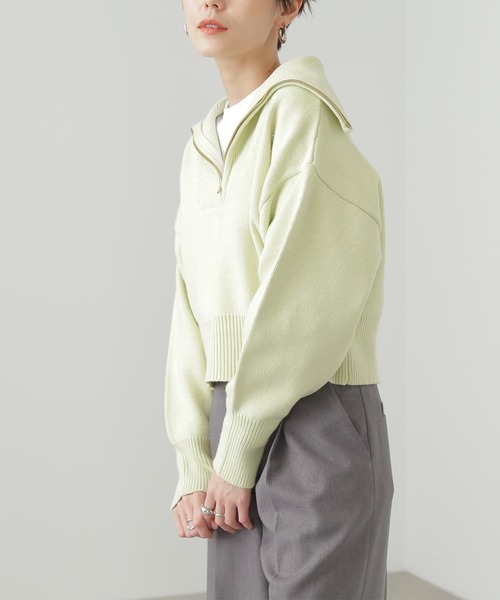 N.（N. Natural Beauty Basic）（エヌエヌナチュラルビューティーベーシック）の「【横田ひかるさん着用】◆ハーフジップニット（ニット/セーター・レディース・オフホワイト/ライトグリーン/ブルー・MEDIUM）」の11枚目の写真