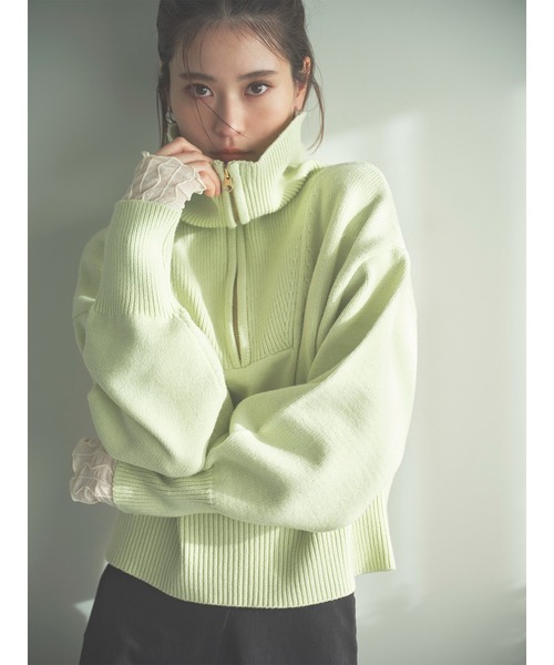 N.（N. Natural Beauty Basic）（エヌエヌナチュラルビューティーベーシック）の「【横田ひかるさん着用】◆ハーフジップニット（ニット/セーター・レディース・オフホワイト/ライトグリーン/ブルー・MEDIUM）」の13枚目の写真