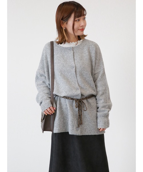 ehka sopo（エヘカソポ）の「ミドル丈クルーカーディガン（カーディガン/ボレロ・レディース・キナリ/グリーン/グレー・ﾌﾘ-）」の2枚目の写真