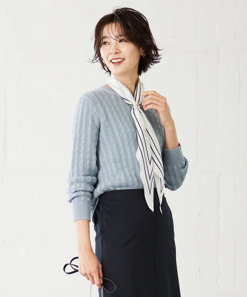 J.PRESS Ladies(J.プレス レディス)の「【洗える】 ギザマーセライズコットン ニット(ニット/セーター・レディース・ダルブルー系/ピンク系/黄緑系/ライトグレー系・SMALL)」の3枚目の写真