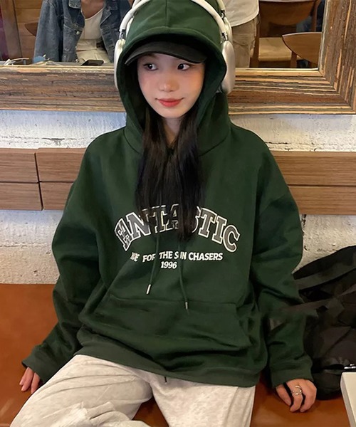 LYEON(リヨン)の「カレッジロゴパーカー(パーカー・レディース・グリーン/ライトグレー・FREE)」の2枚目の写真