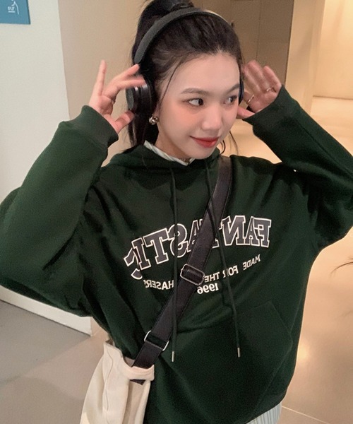 LYEON(リヨン)の「カレッジロゴパーカー(パーカー・レディース・グリーン/ライトグレー・FREE)」の9枚目の写真