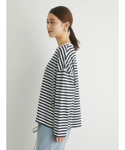 Green　Parks（グリーンパークス）の「コンパクトボーダーロンTEE（Tシャツ/カットソー・レディース・グレー/ピンク/ブルー/ブラック・FREE）」の6枚目の写真