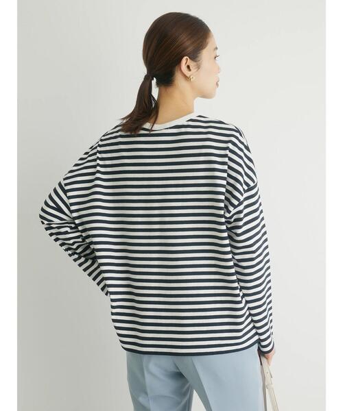 Green　Parks（グリーンパークス）の「コンパクトボーダーロンTEE（Tシャツ/カットソー・レディース・グレー/ピンク/ブルー/ブラック・FREE）」の7枚目の写真