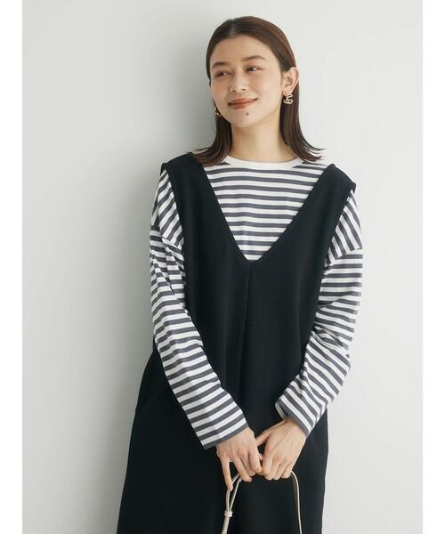 Green　Parks（グリーンパークス）の「コンパクトボーダーロンTEE（Tシャツ/カットソー・レディース・グレー/ピンク/ブルー/ブラック・FREE）」の12枚目の写真