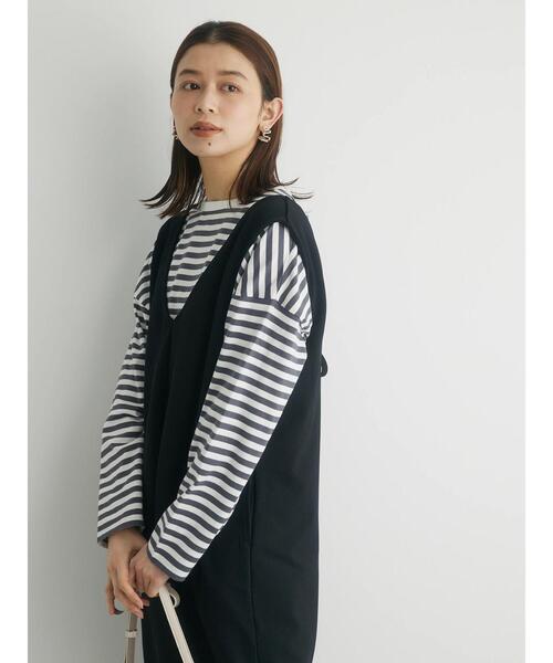 Green　Parks（グリーンパークス）の「コンパクトボーダーロンTEE（Tシャツ/カットソー・レディース・グレー/ピンク/ブルー/ブラック・FREE）」の13枚目の写真