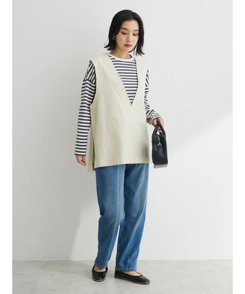 Green　Parks（グリーンパークス）の「コンパクトボーダーロンTEE（Tシャツ/カットソー・レディース・グレー/ピンク/ブルー/ブラック・FREE）」の18枚目の写真