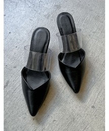 Re:EDIT | [2023S/S SHOES COLLECTION][小さい/大きいサイズ有]クリアベルトポインテッドトゥVカットミュール(パンプス)