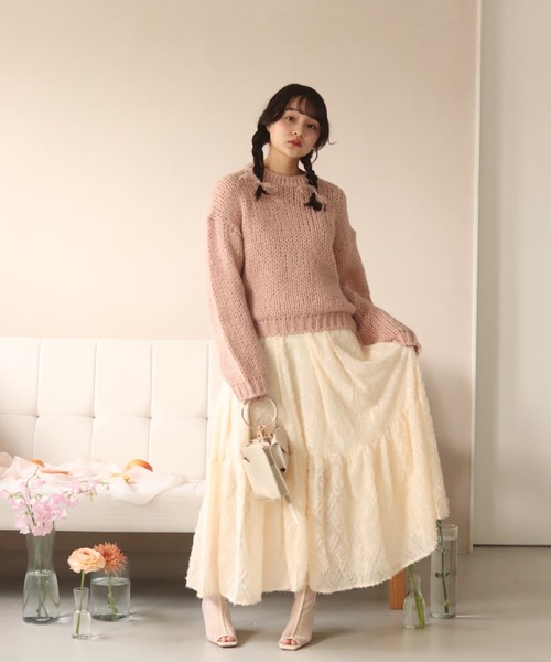 muguet(ミュゲ)の「shaggy tiered skirt(スカート・レディース・アイボリー・FREE)」の3枚目の写真