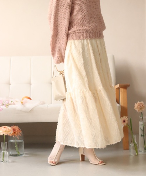 muguet(ミュゲ)の「shaggy tiered skirt(スカート・レディース・アイボリー・FREE)」の9枚目の写真