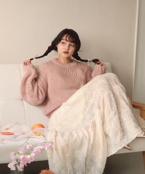 muguet(ミュゲ)の「shaggy tiered skirt(スカート・レディース・アイボリー・FREE)」の7枚目の写真