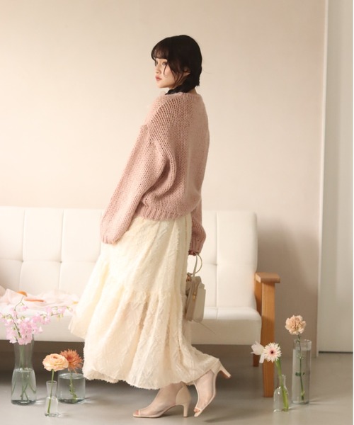 muguet(ミュゲ)の「shaggy tiered skirt(スカート・レディース・アイボリー・FREE)」の4枚目の写真