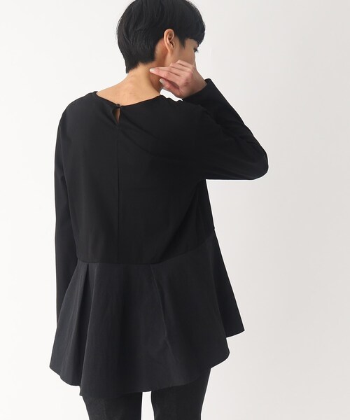 OPAQUE.CLIP（オペークドットクリップ）の「◆シルケットコットンドッキング ペプラムカットソー（Tシャツ/カットソー・レディース・サンドベージュ/ブラック/オフホワイト・40/38）」の13枚目の写真