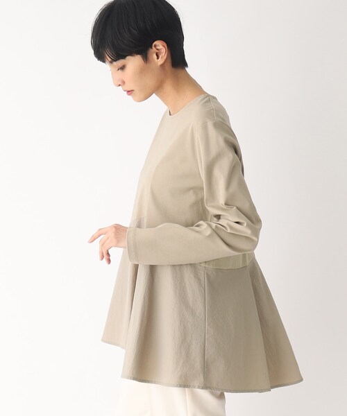 OPAQUE.CLIP（オペークドットクリップ）の「◆シルケットコットンドッキング ペプラムカットソー（Tシャツ/カットソー・レディース・サンドベージュ/ブラック/オフホワイト・40/38）」の5枚目の写真