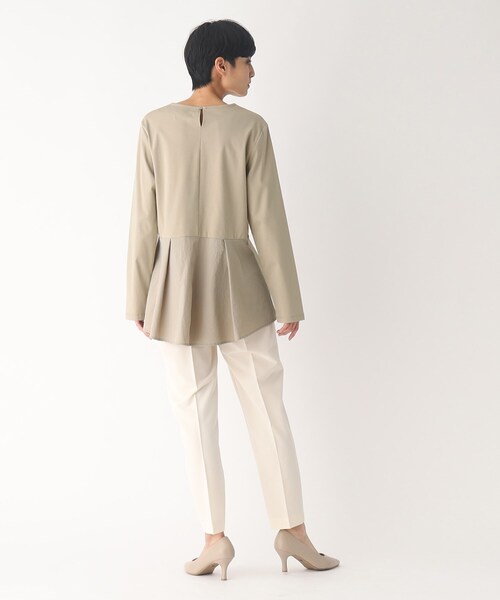 OPAQUE.CLIP（オペークドットクリップ）の「◆シルケットコットンドッキング ペプラムカットソー（Tシャツ/カットソー・レディース・サンドベージュ/ブラック/オフホワイト・40/38）」の8枚目の写真